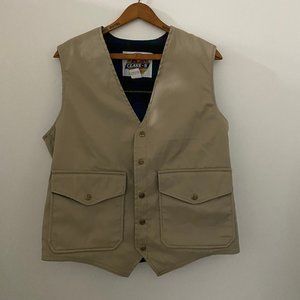 vintage 70s class 5 vest medium tan with green tartan plaid lining snap …